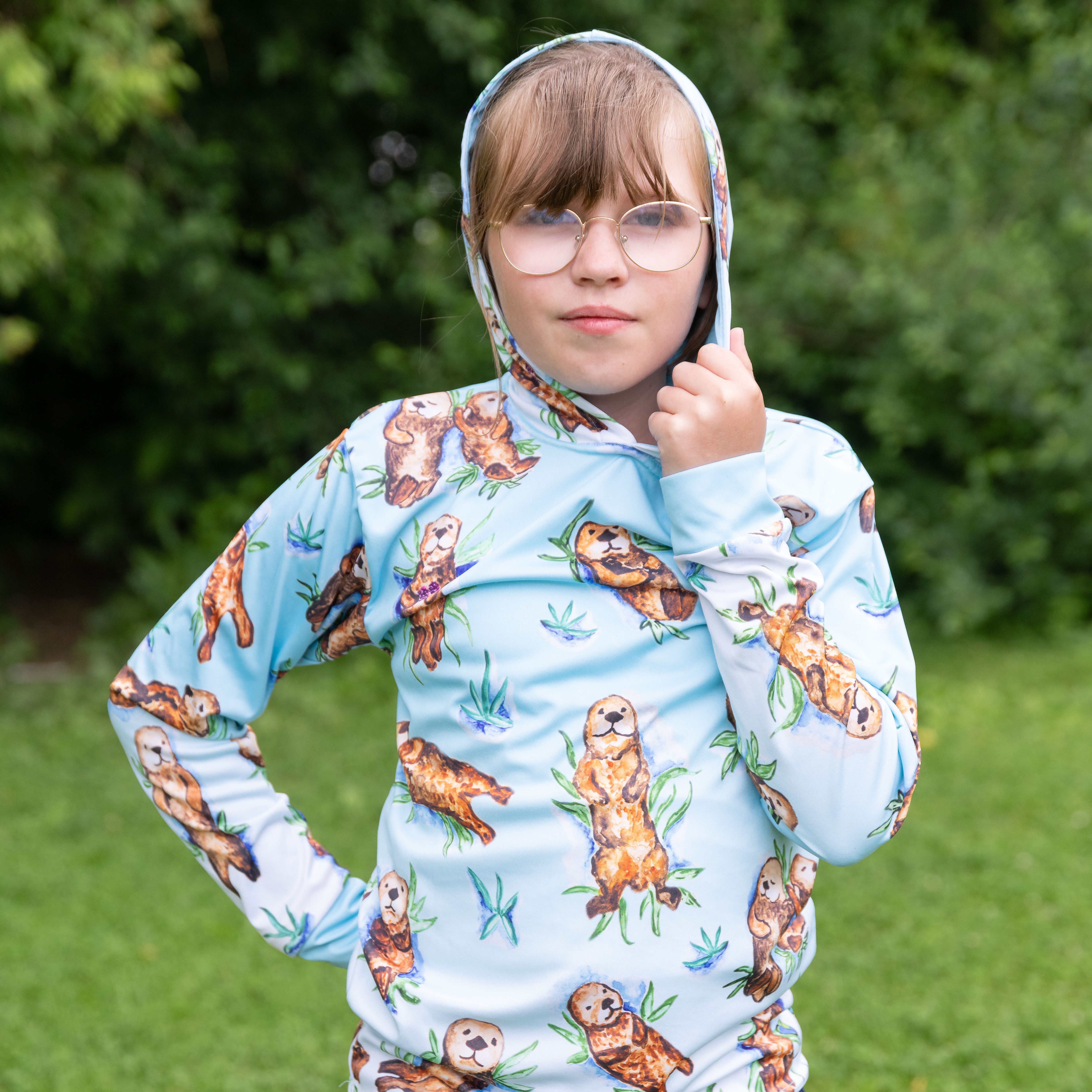 Otter Kids long sleeve hooded shirt