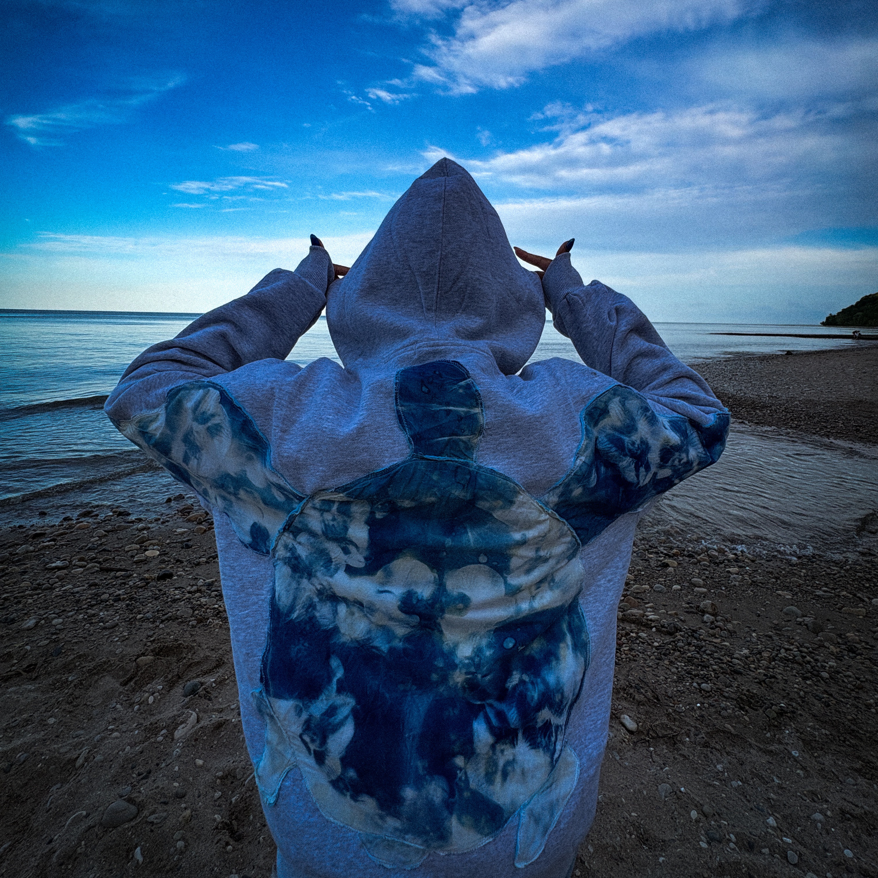 Hand Dyed Cyanotype Sea Turtle Hoodie