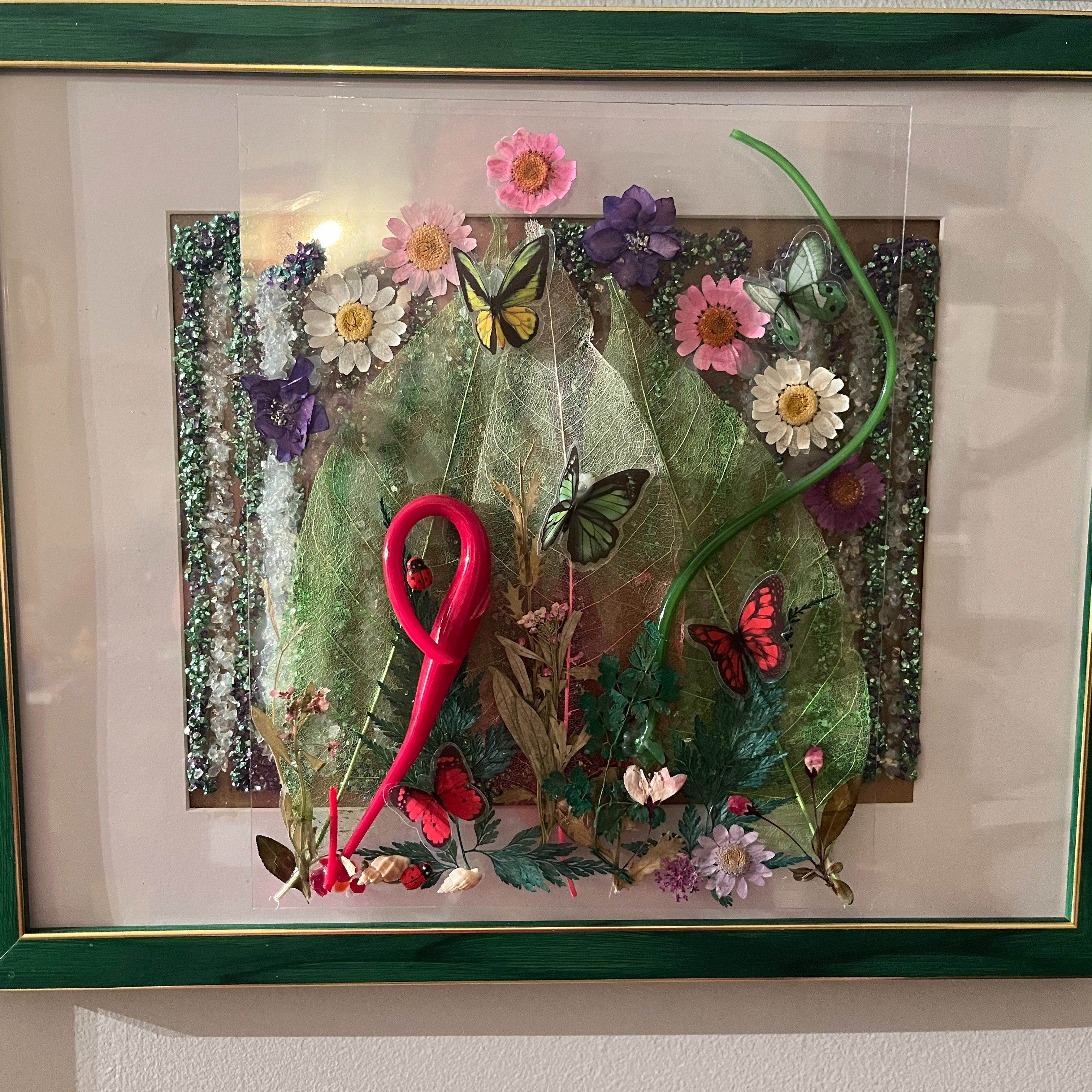 Framed Dried Flower collage - 17 x 15 inches