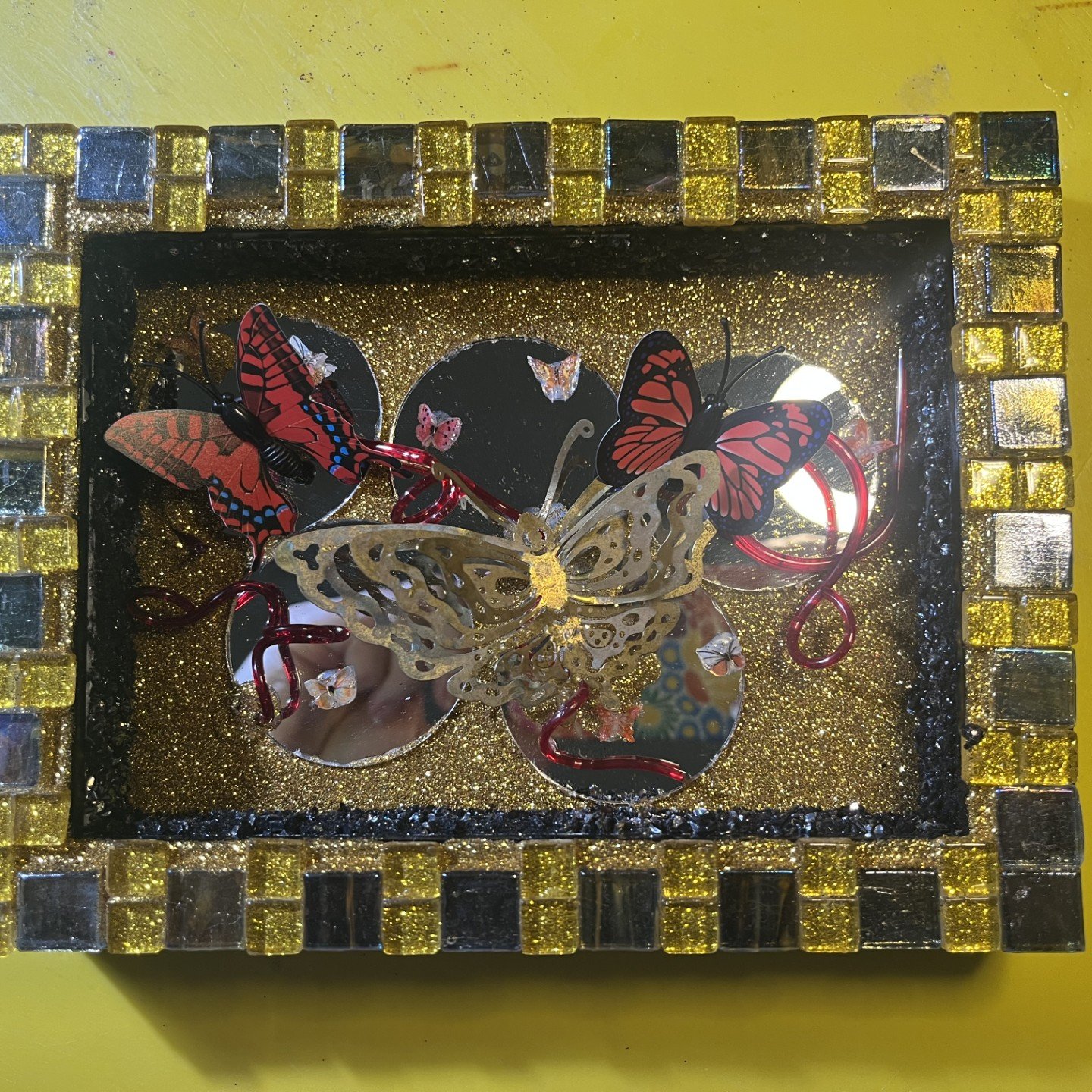 Magical Butterflies - open shadow box adorned with butterflies