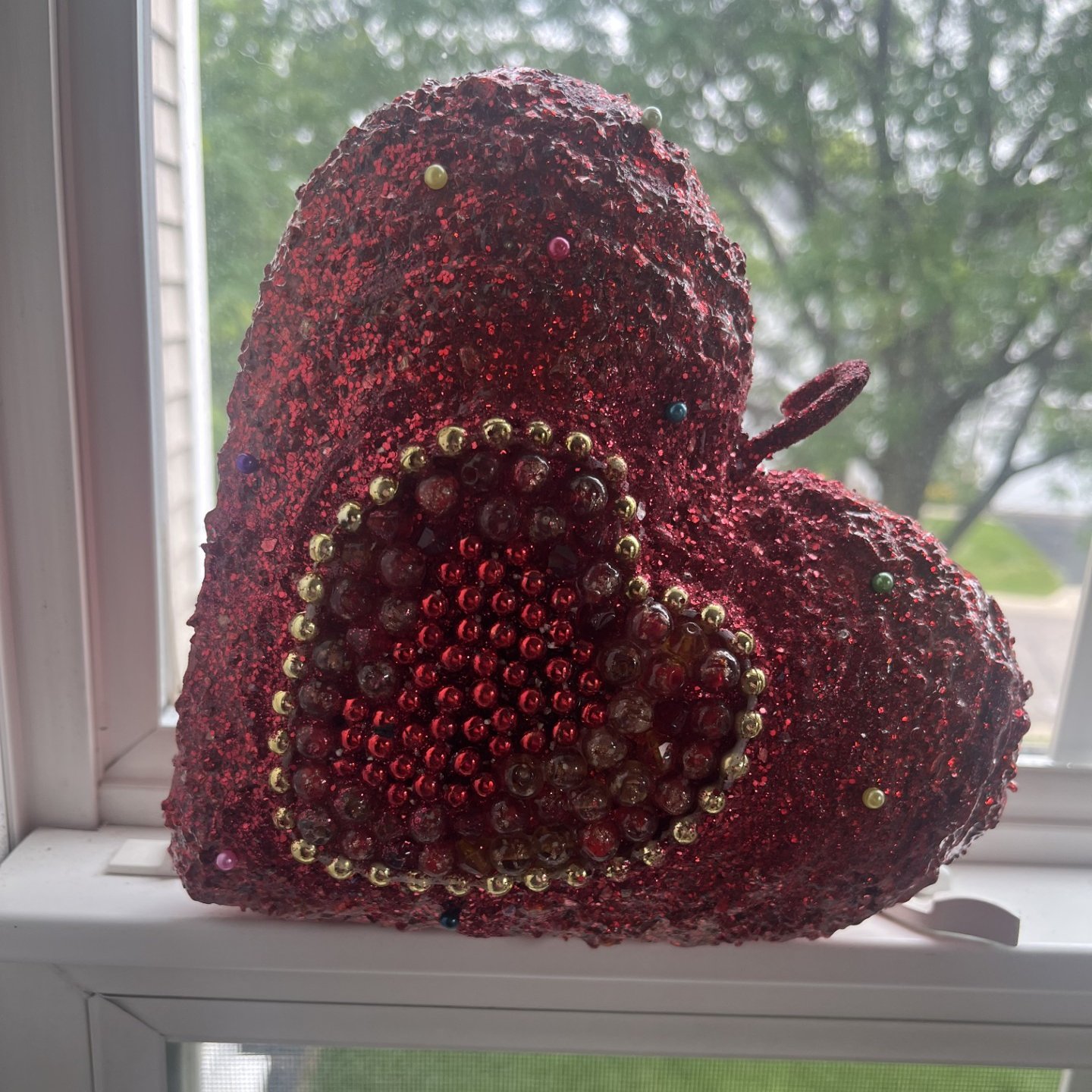 Love/Handmade Beaded Heart hanging