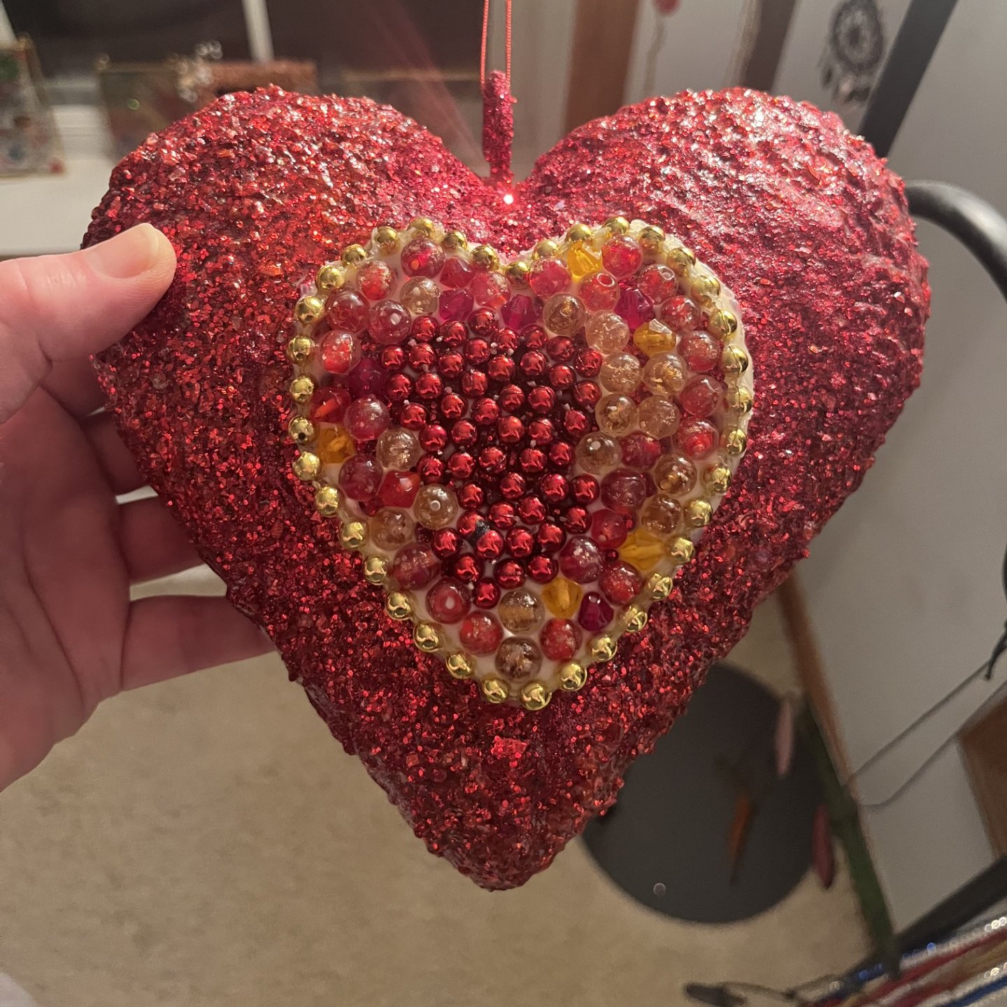 Love/Handmade Beaded Heart hanging